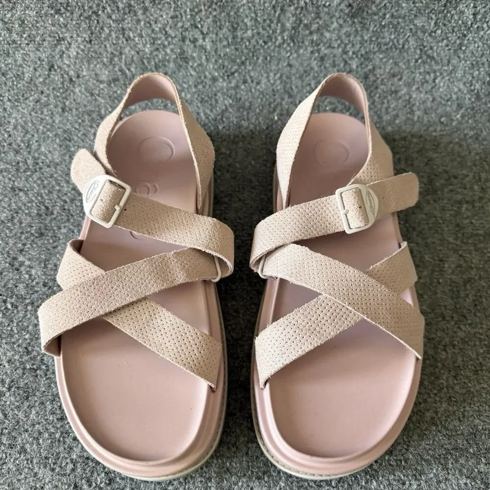 Chaco Townes Midform Sandal Pink Suede Strappy Platform Size 10 Cute Cottagecore
